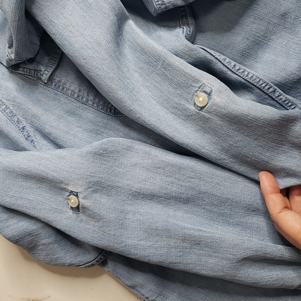 Thread & Supply Tencel Lyocell Button Up Denim Blue Shirt Size 3X Coastal Pocket - Picture 14 of 14